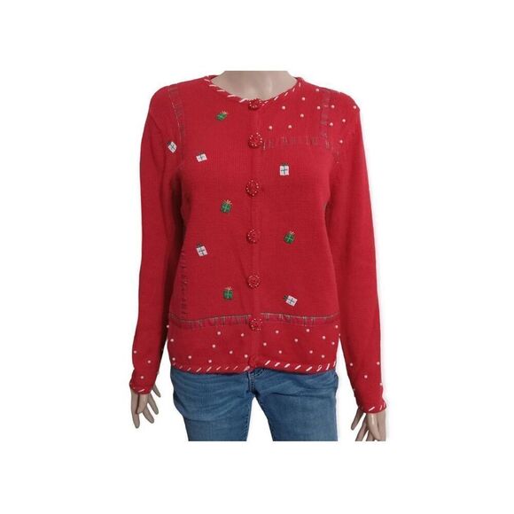 Vintage Studio Joy Button Down Christmas Cardigan Sweater Size: S - Picture 1 of 8